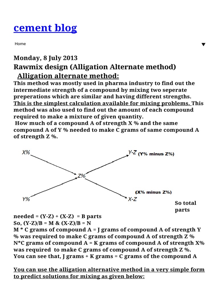 Alligation Alternate Method Explained | PDF | Limestone | Physical Sciences