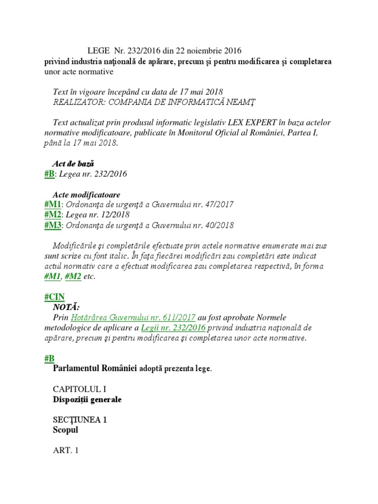 Legea 232 Industria De Aparare Docx