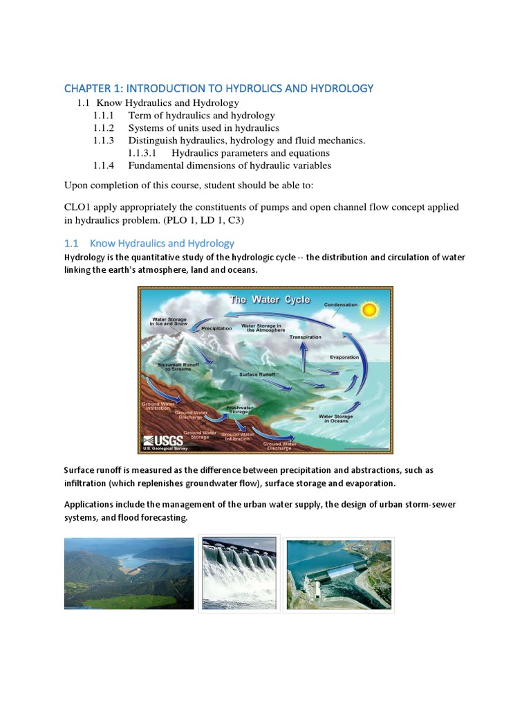 Chapter 1 Introduction To Hydrolics and Hydrology PDF Hydrology