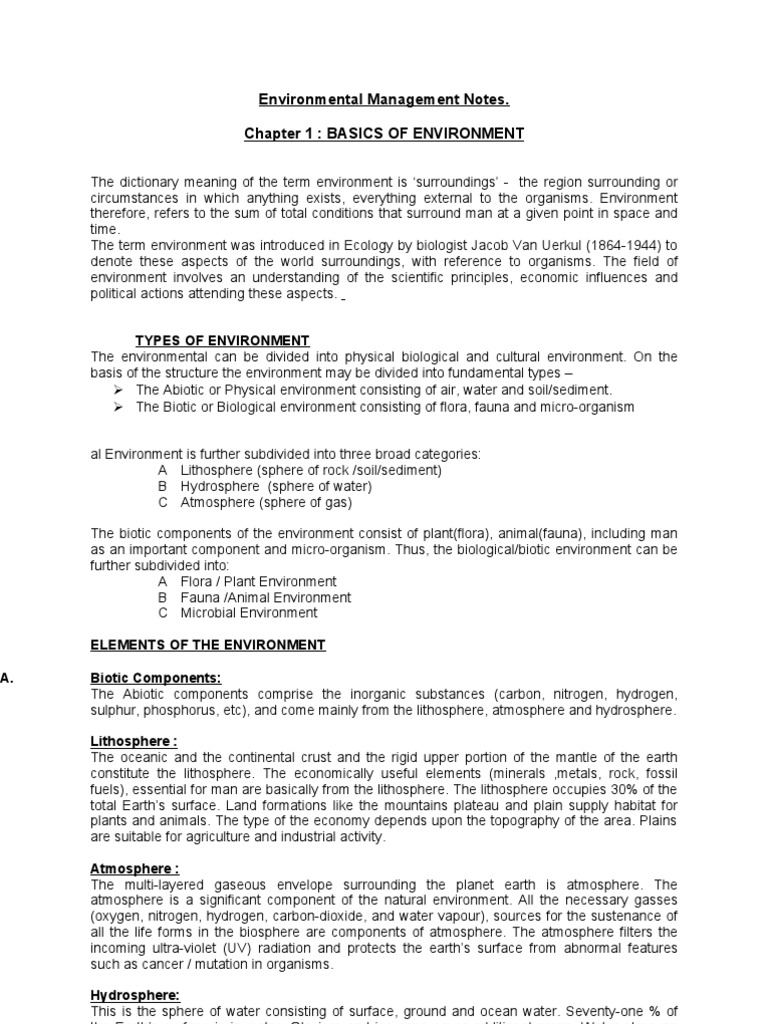 Environmental Management Basics | PDF | Natural Environment | Ecosystem