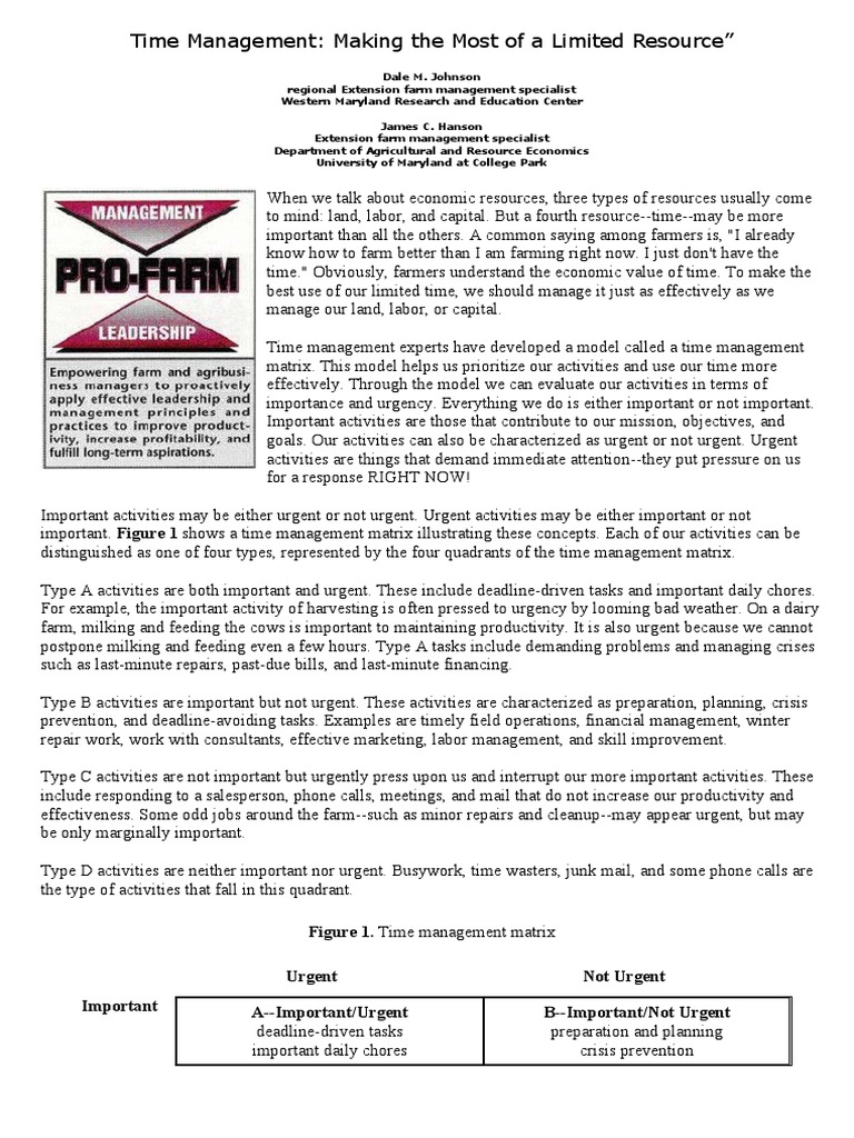 Effective Time Management for Farmers | PDF | Time Management ...