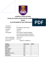 Universiti Teknologi Mara Bachelor Science (Hons) Applied Chemistry (As 245) CMT555 Electrochemistry and Corrosion Science