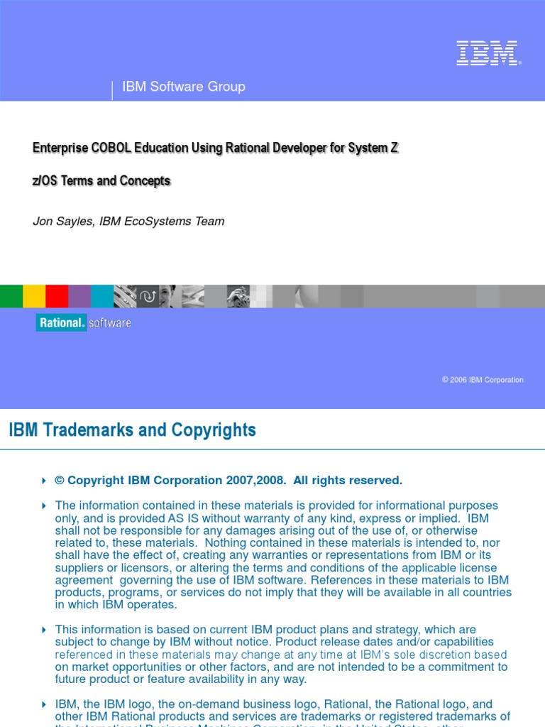 IBM Software Group: Enterprise COBOL Education Using Rational Developer ...