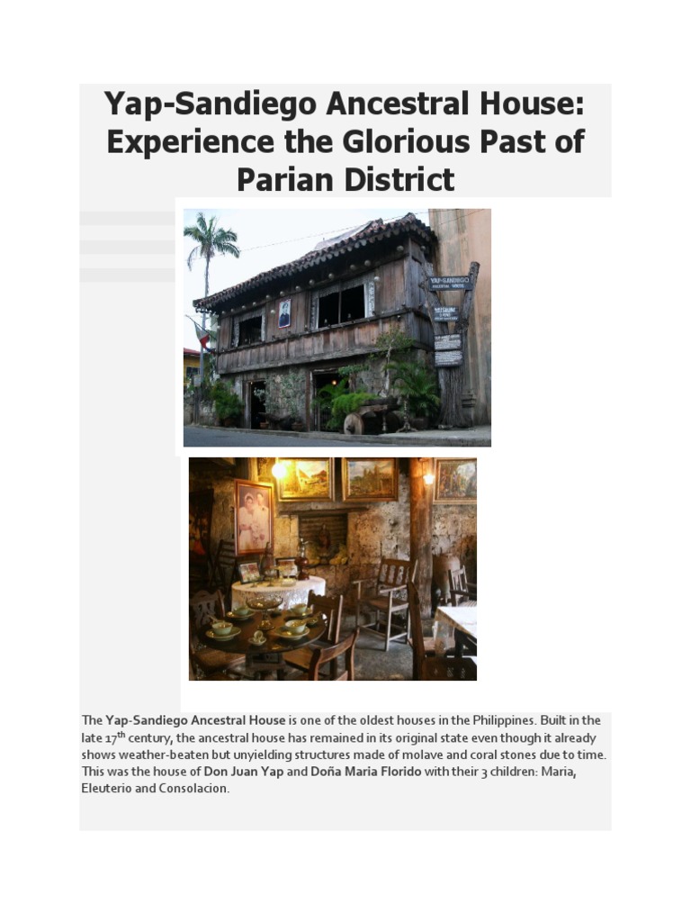 Explore Yap-Sandiego Ancestral House | PDF