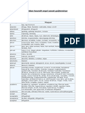 A Leggyakrabban Használt Angol Szavak Gyűjteménye | PDF