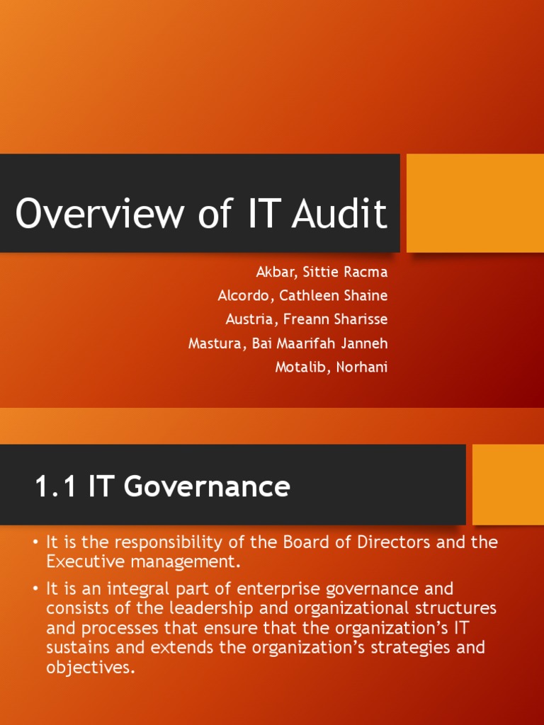 IT Audit Overview and Governance Framework | PDF | Cobit | Computer ...