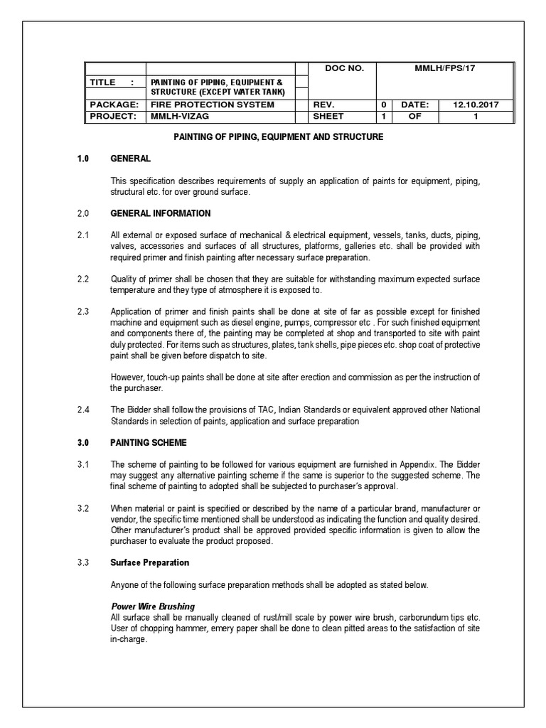Painting Specifications for Fire Protection | PDF | Paint ...