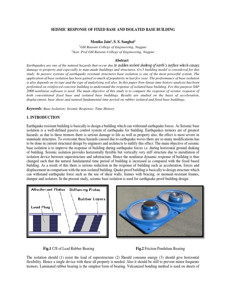 Seismic Response of Fixed Base and Isolated Base Building | PDF ...