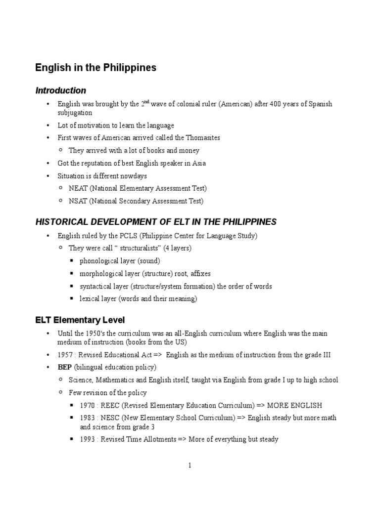 English in The Philipines | PDF | English Language | Curriculum