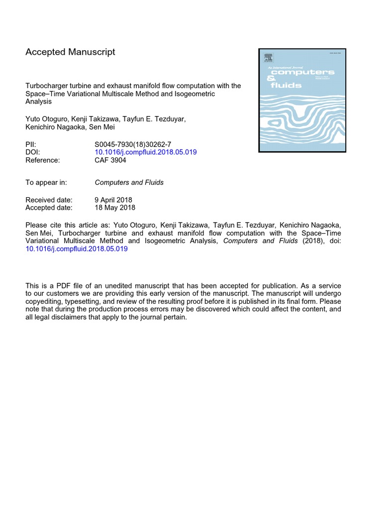 Accepted Manuscript: Computers and Fluids | PDF | Fluid Dynamics | Turbine