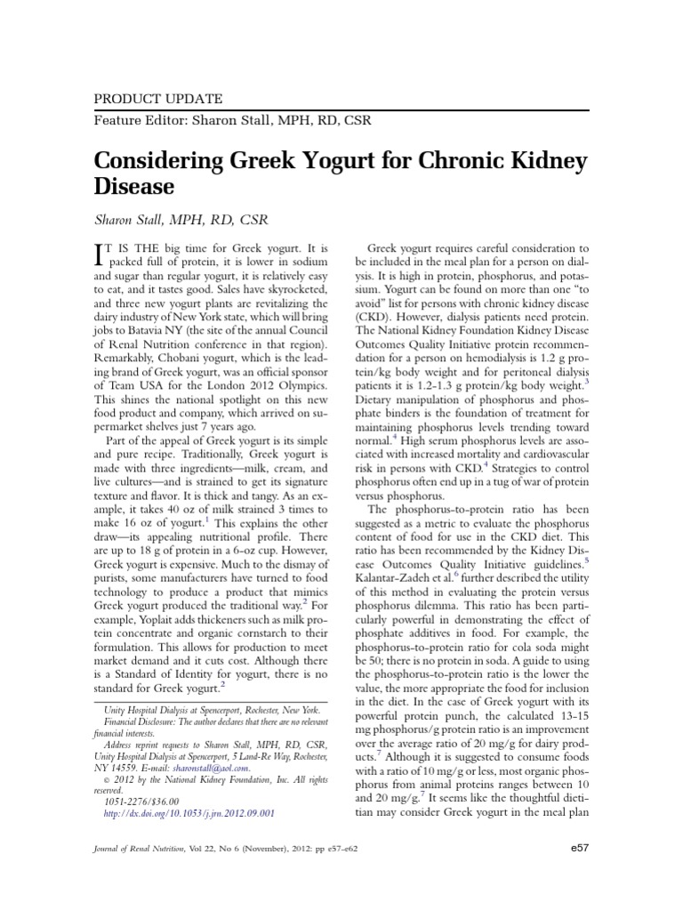 Piis105122761200180x PDF PDF Chronic Kidney Disease Yogurt
