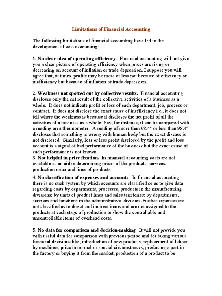 Limitations Of Financial Management