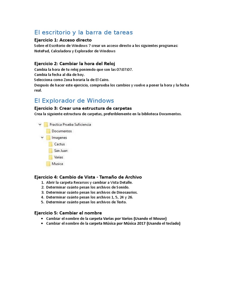 Ejercicios Prácticos de Windows 7 | PDF | Archivo de computadora ...