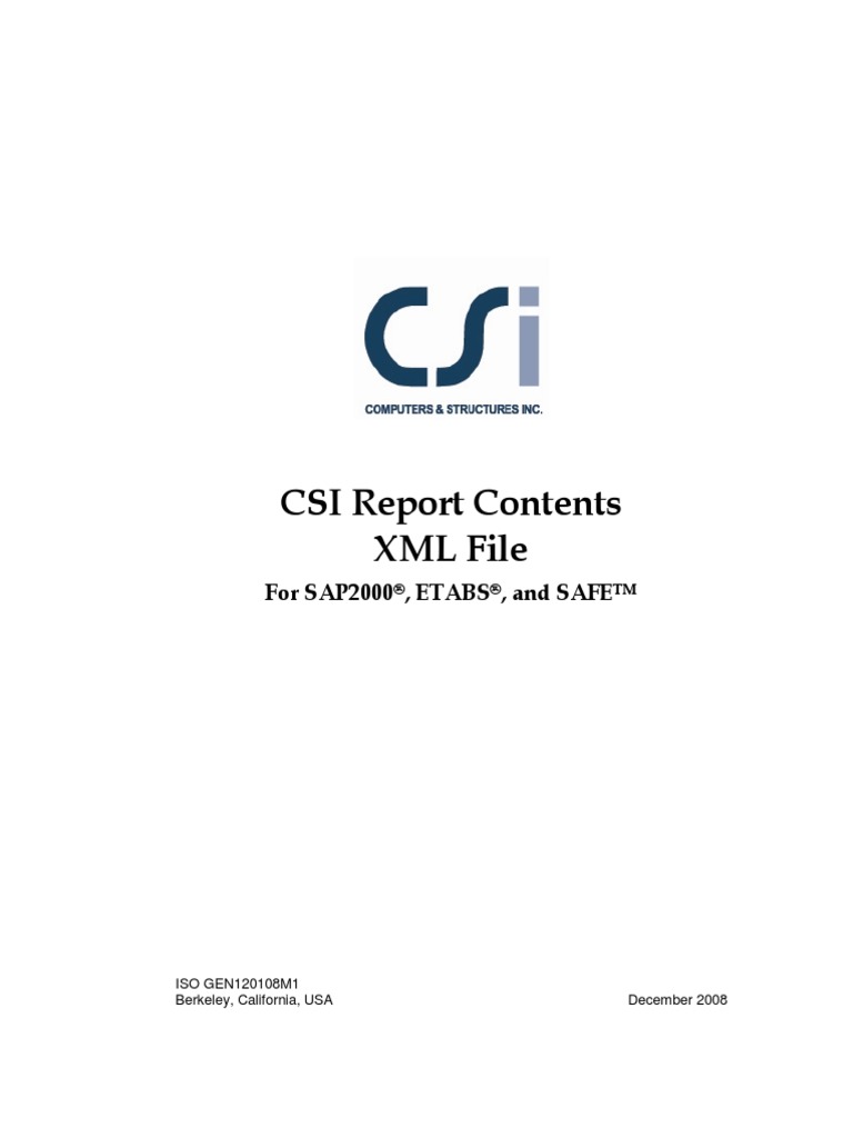 Report Contents XML File | PDF | File Format | Software