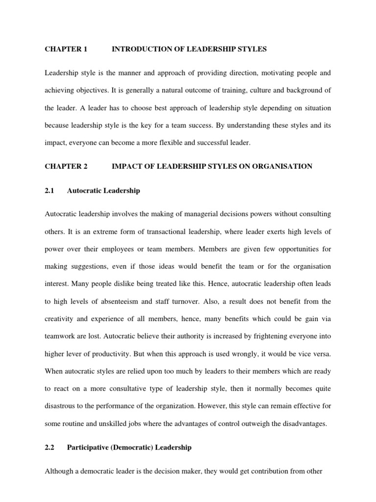 Understanding Leadership Styles and Its Impact On Organization | PDF ...
