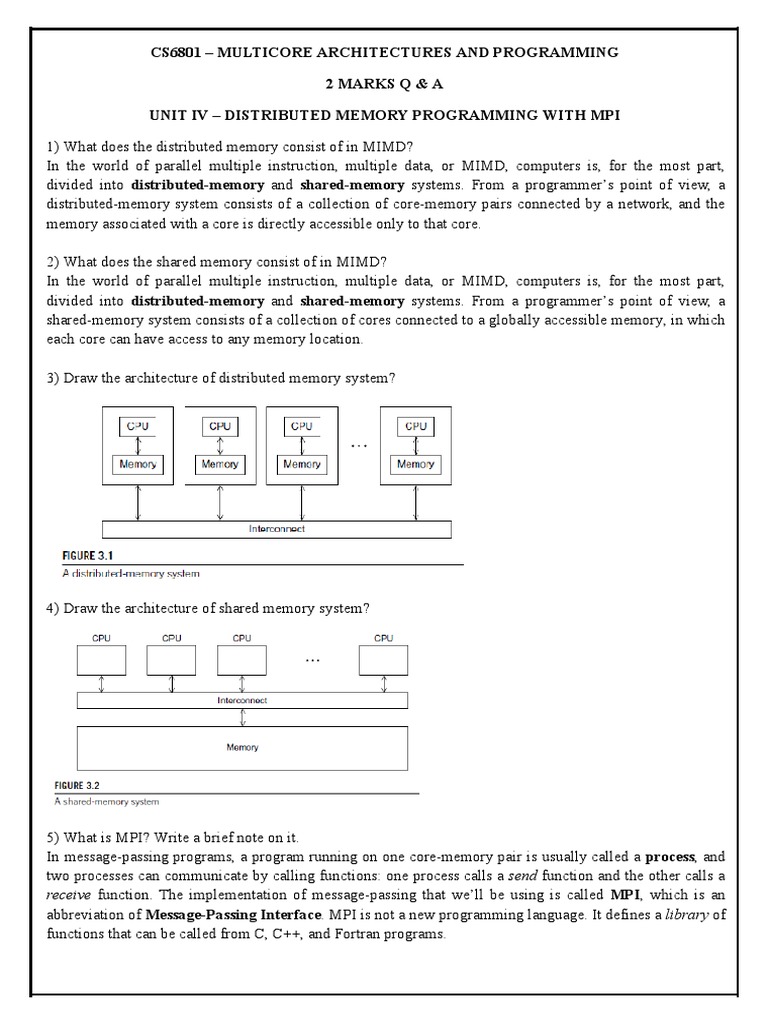 Cs6801 Multicore Architectures and Programming 2 Marks Q & A Unit Iv