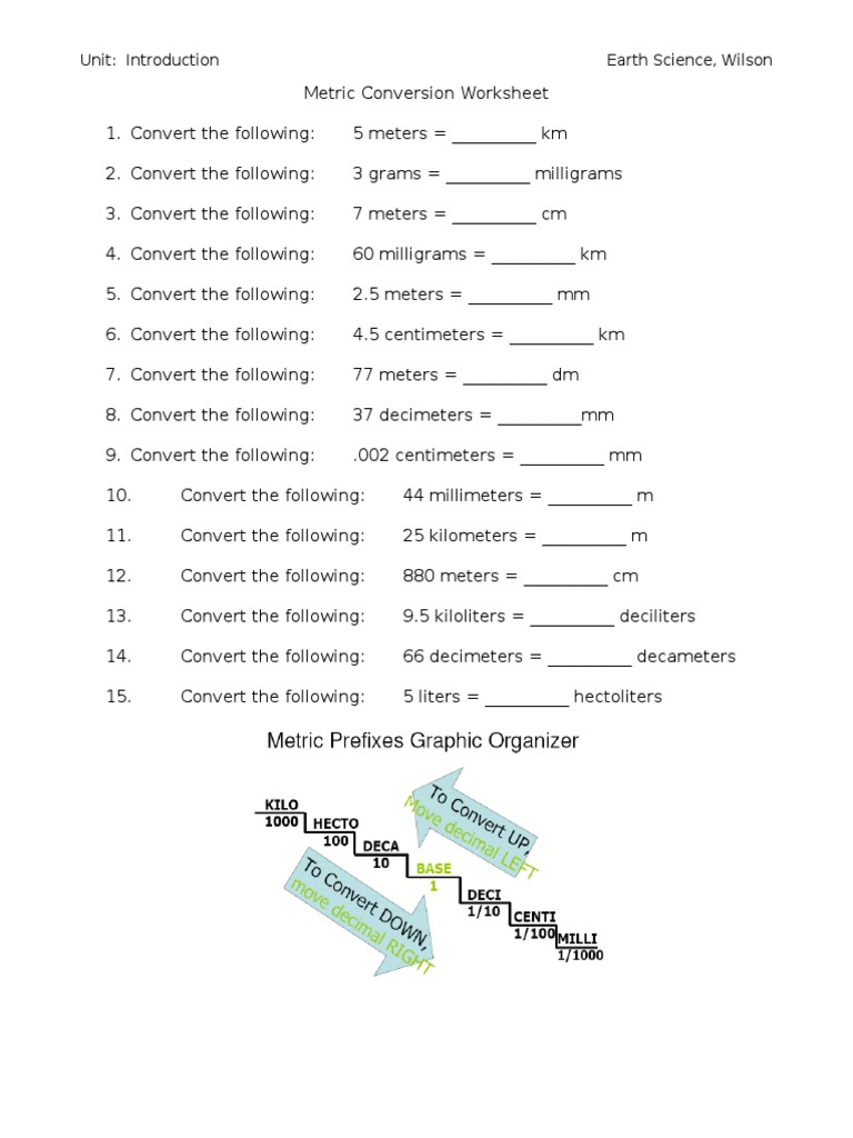 Metric Conversion Worksheet  PDF  Metre  Quantity Intended For Metric Conversion Worksheet Answer Key