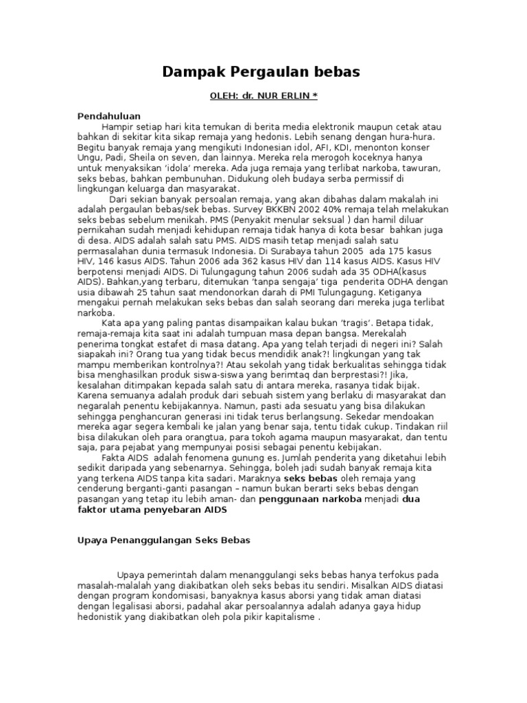 Dampak Seks Bebas Pada Remaja Pdf Gaya Hidup
