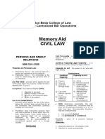 Memory Aid Civil Law: San Beda College of Law 2000 Centralized Bar Operations