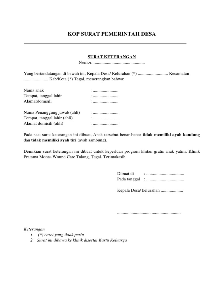 Surat Keterangan Yatim