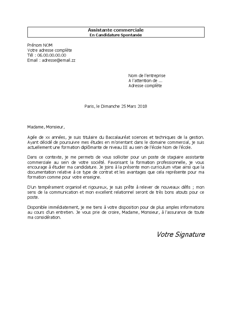 Lettre De Motivation Auxiliaire De Vie Candidature Spontanée Dossier-Stage Complet PDF | PDF | Paris | Ingénieur