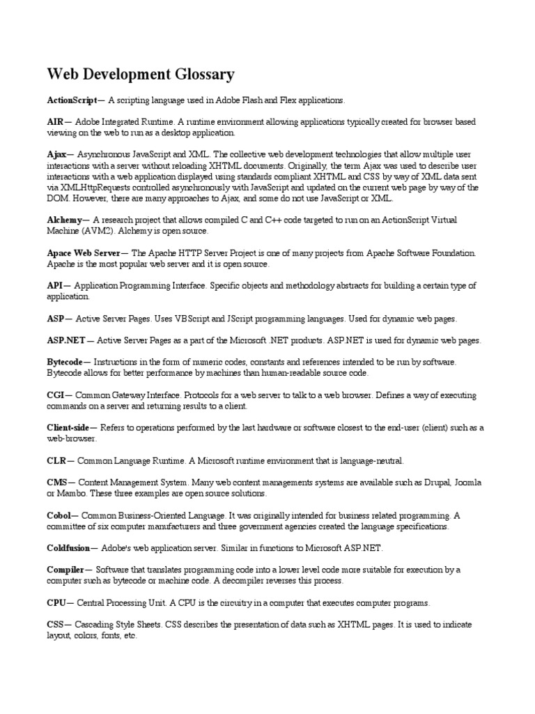 Web Technologies Glossary | Download Free PDF | Extensible Application ...