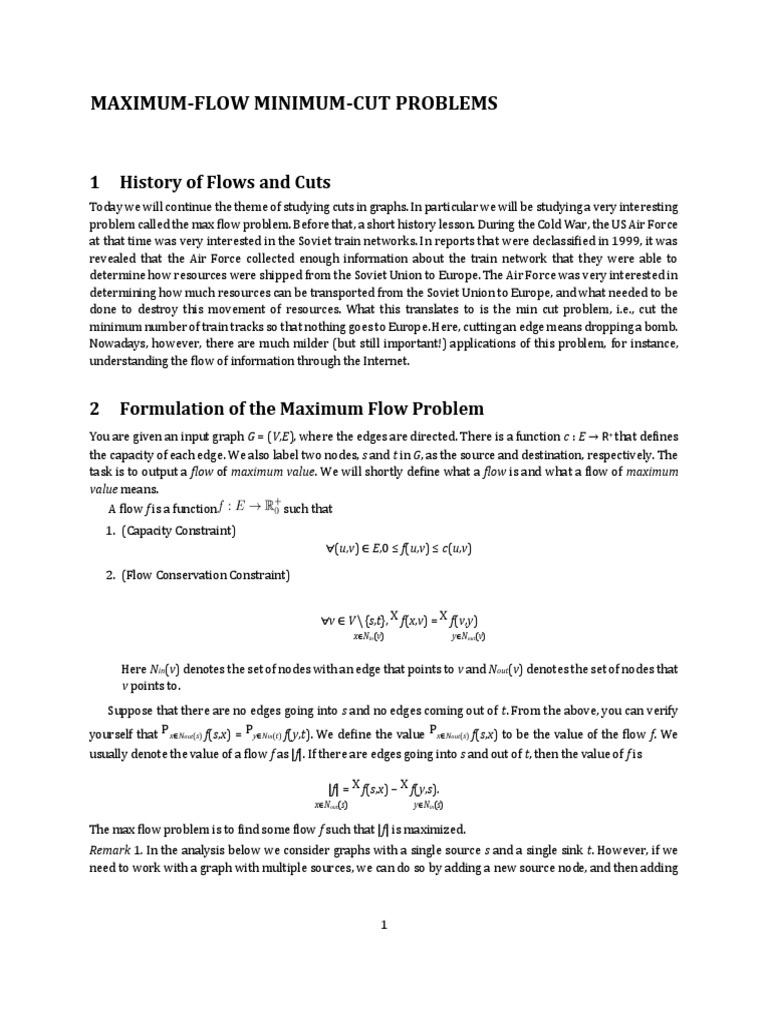 Max-Flow Min-Cut Problems | PDF | Graph Theory | Areas Of Computer Science