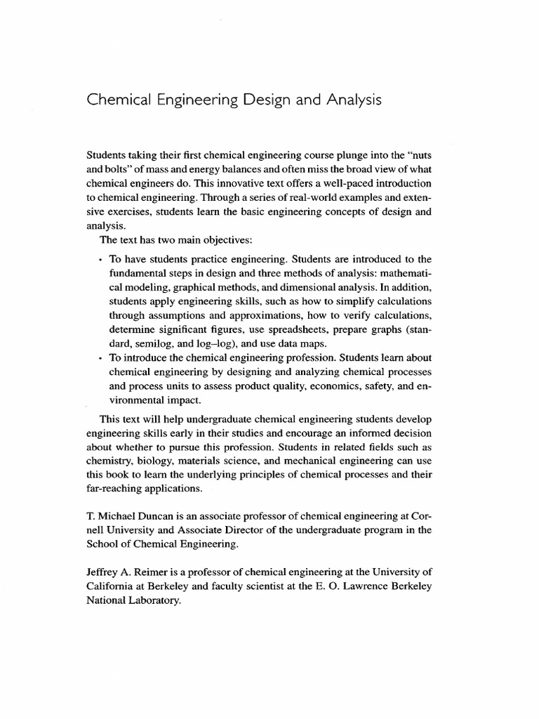 Michael Duncan Chemical Engineering Analysis And Design Pdf Pdf