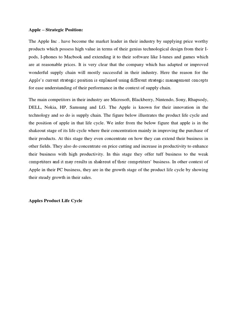 Apple Inc.'s Strategic Market Position | PDF | Supply Chain | Lean ...