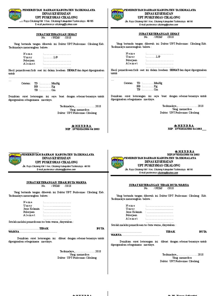 Surat Keterangan Sehat Dan Buta Warna Edit