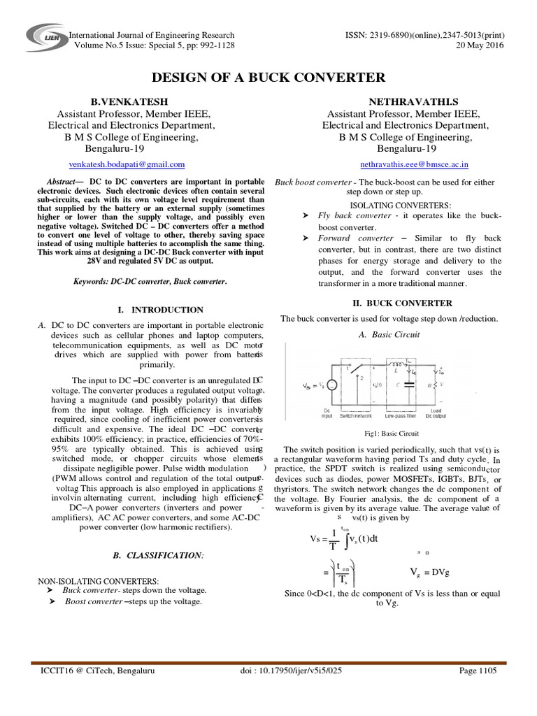 Design of A Buck Converter PDF PDF Direct Current Electronic