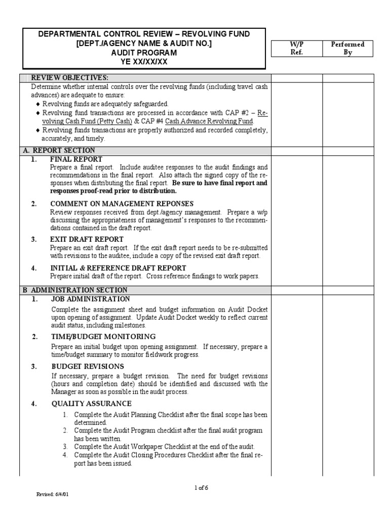 DCR Revolving Fund | PDF | Internal Control | Audit