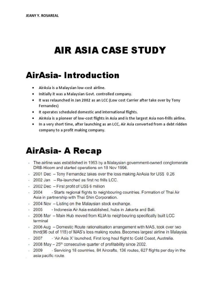 Air Asia Case Study | PDF | Low Cost Carrier | Airlines
