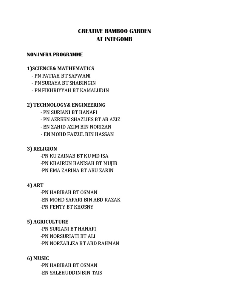 Creative Bamboo Garden Program Overview | PDF | Travel