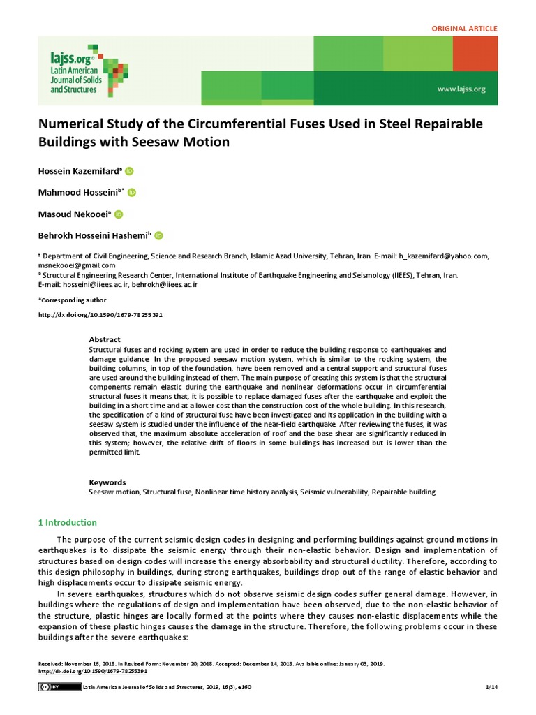 Numerical Study of The Circumferential Fuses Used in Steel Repairable ...