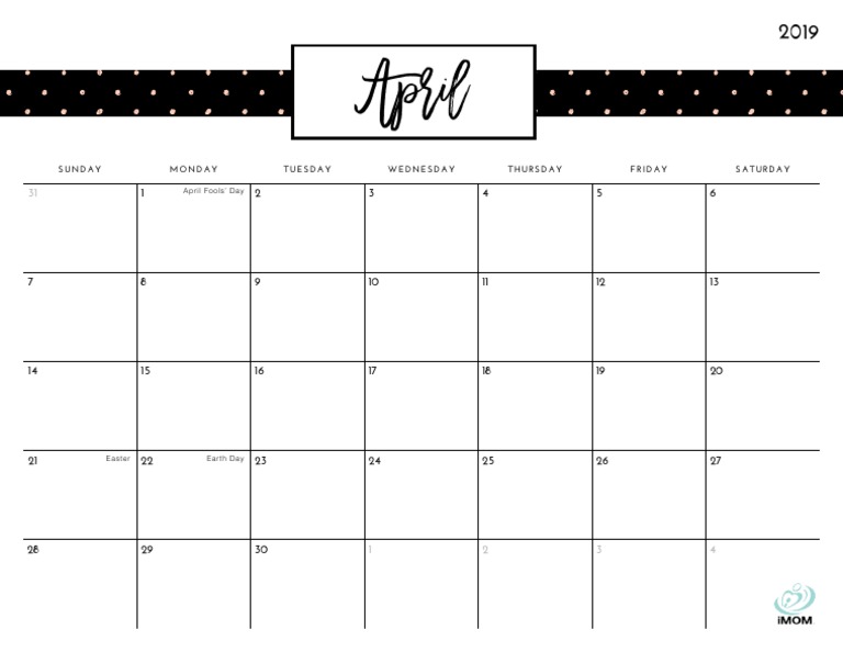 April: Sunday Monday Tuesday Wednesday Thursday Friday Saturday | PDF