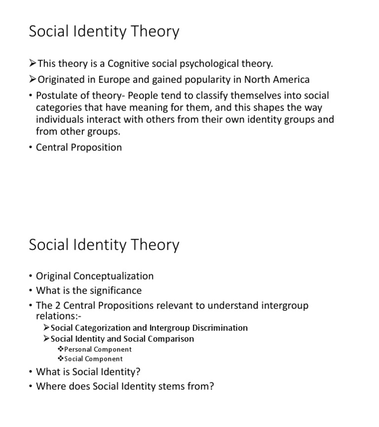 Understanding Social Identity: Key Concepts of Social Identity Theory | PDF