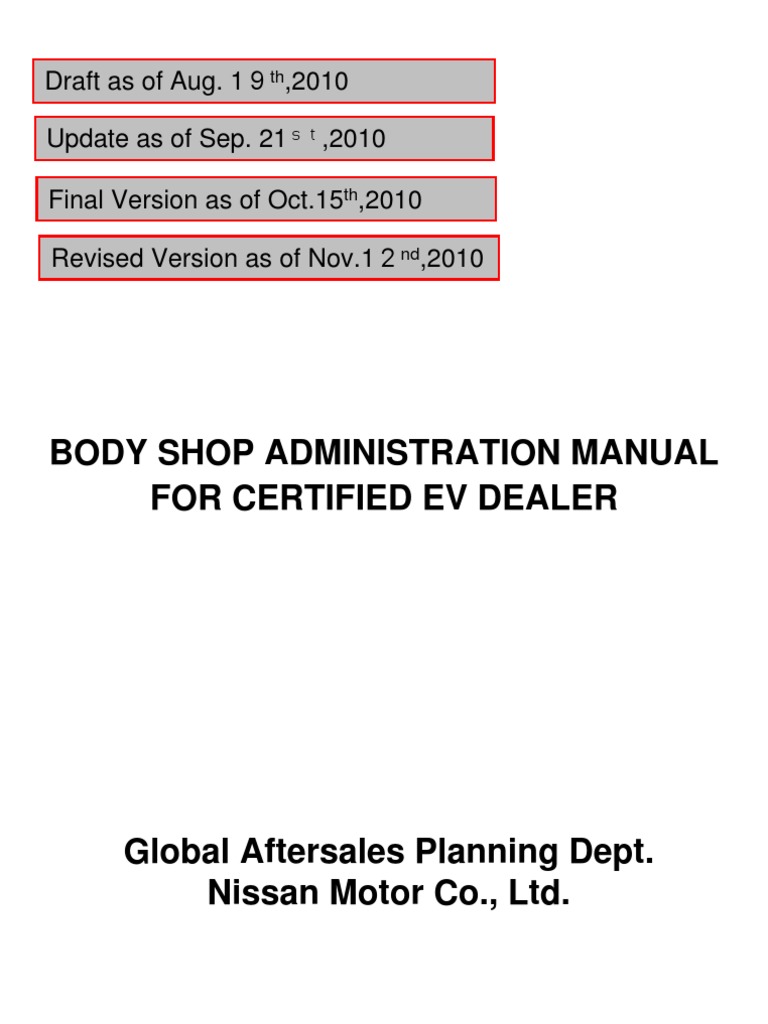 EV Body Shop Administration Manual | PDF | High Voltage | Electric Vehicle