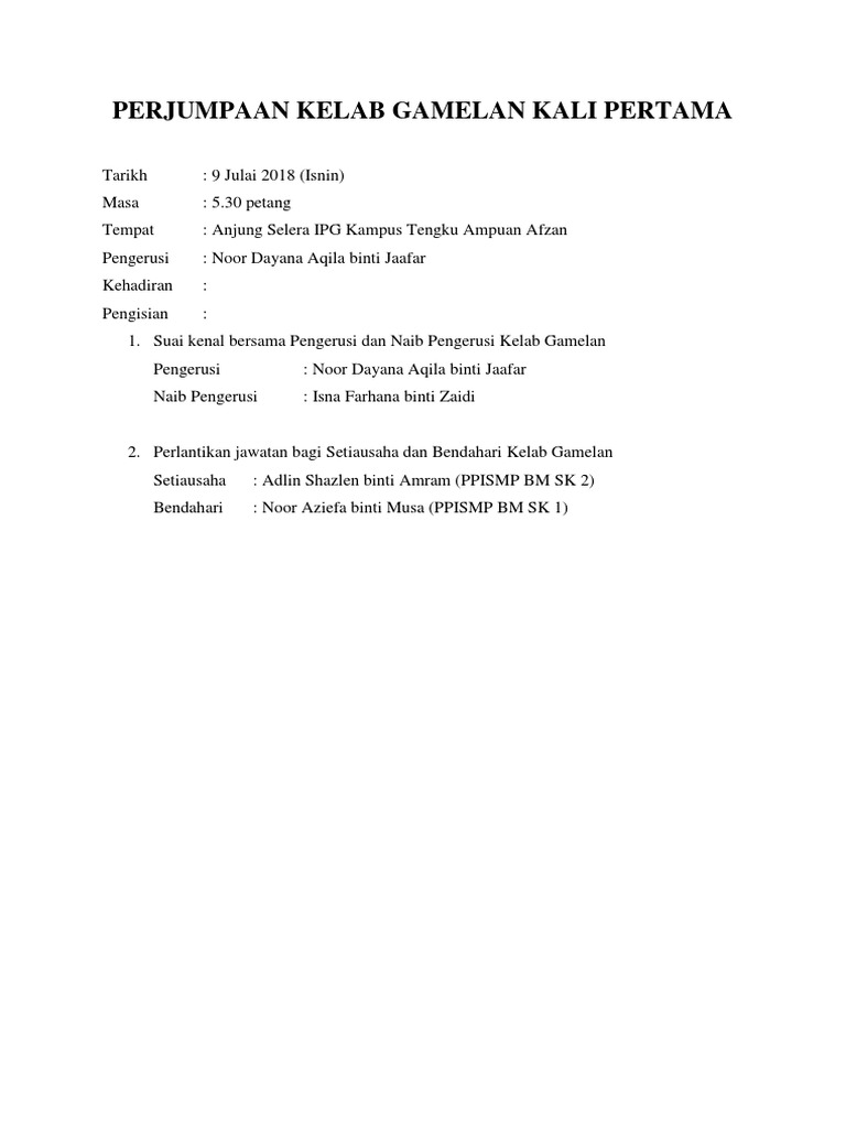 Laporan Aktiviti Gamelan 2018 Pdf