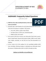 AADHAAR: Frequently Asked Questions: 15th Jan 2018
