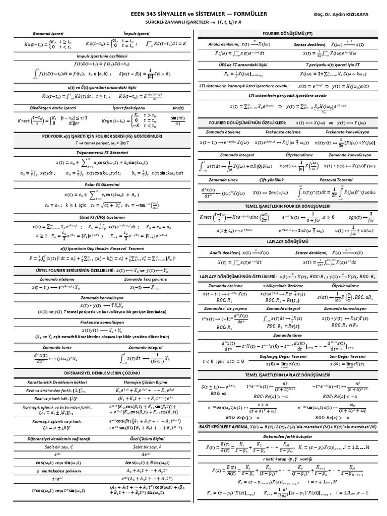 EEEN 343 SS Formul Kagidi | PDF