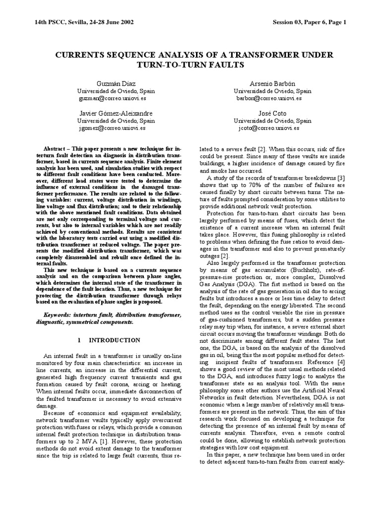 Transformer Fault Detection via Current Analysis | PDF | Transformer ...