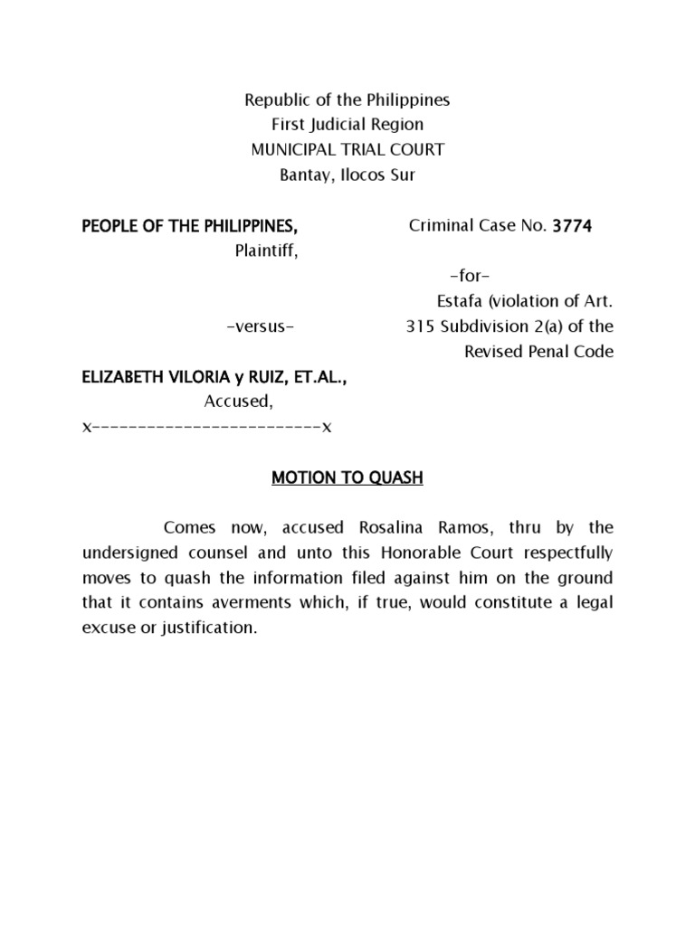 Motion To Quash | PDF