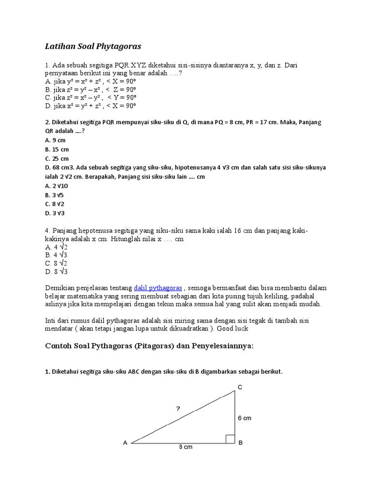 Latihan Soal Pitagoras