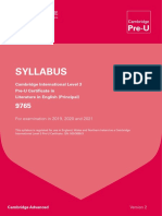 Cambridge International Pre-U - English Syllabus PDF