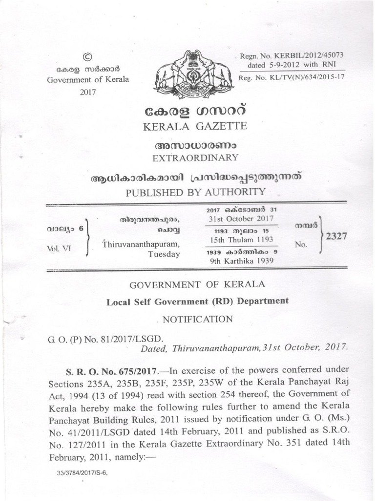 Amendments To Kerala Panchayat Building Rules PDF PDF