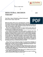 Behavioral .Decision Theoryl: Paul Slavic, Baruch Fischhaff, and Sarah Lichtenstein2