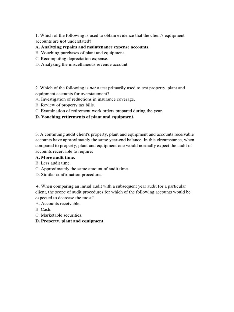 A. Analyzing Repairs and Maintenance Expense Accounts PDF Audit