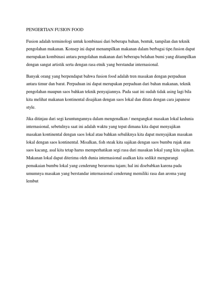 Pengertian Fusion Food Docx