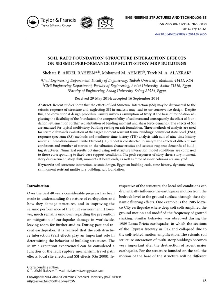 Soil-Raft Foundation-Structure Interacti PDF | PDF | Earthquakes ...